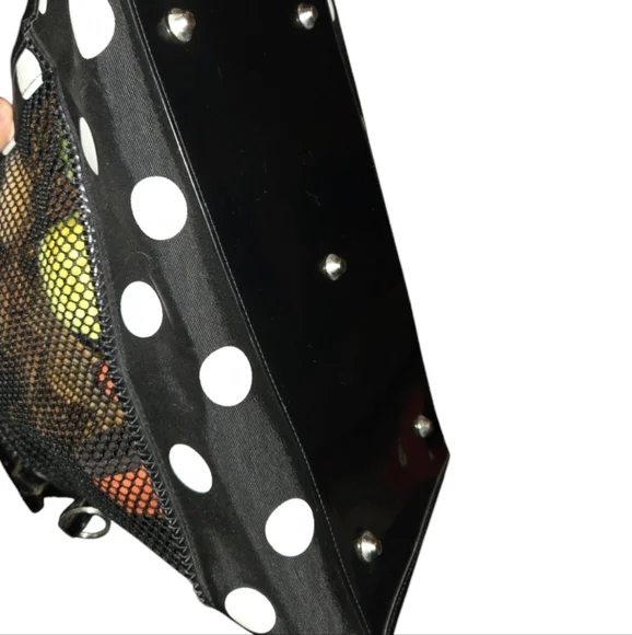 Small Dog Pet Carrier Polka Dot Black and White - Picture 6 of 7